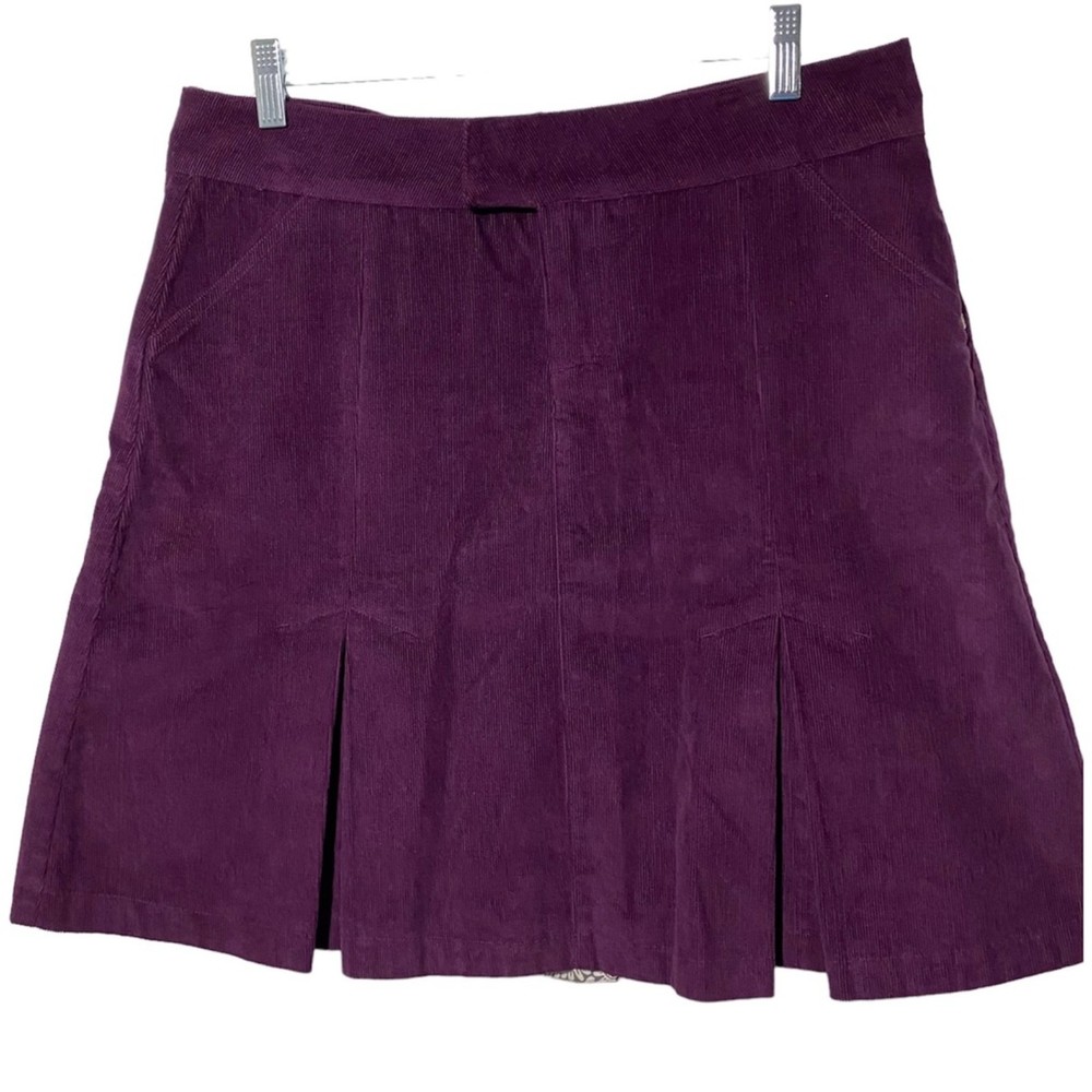 Down East Basics Corduroy Purple Pleated A-line Stretch Skirt Size M